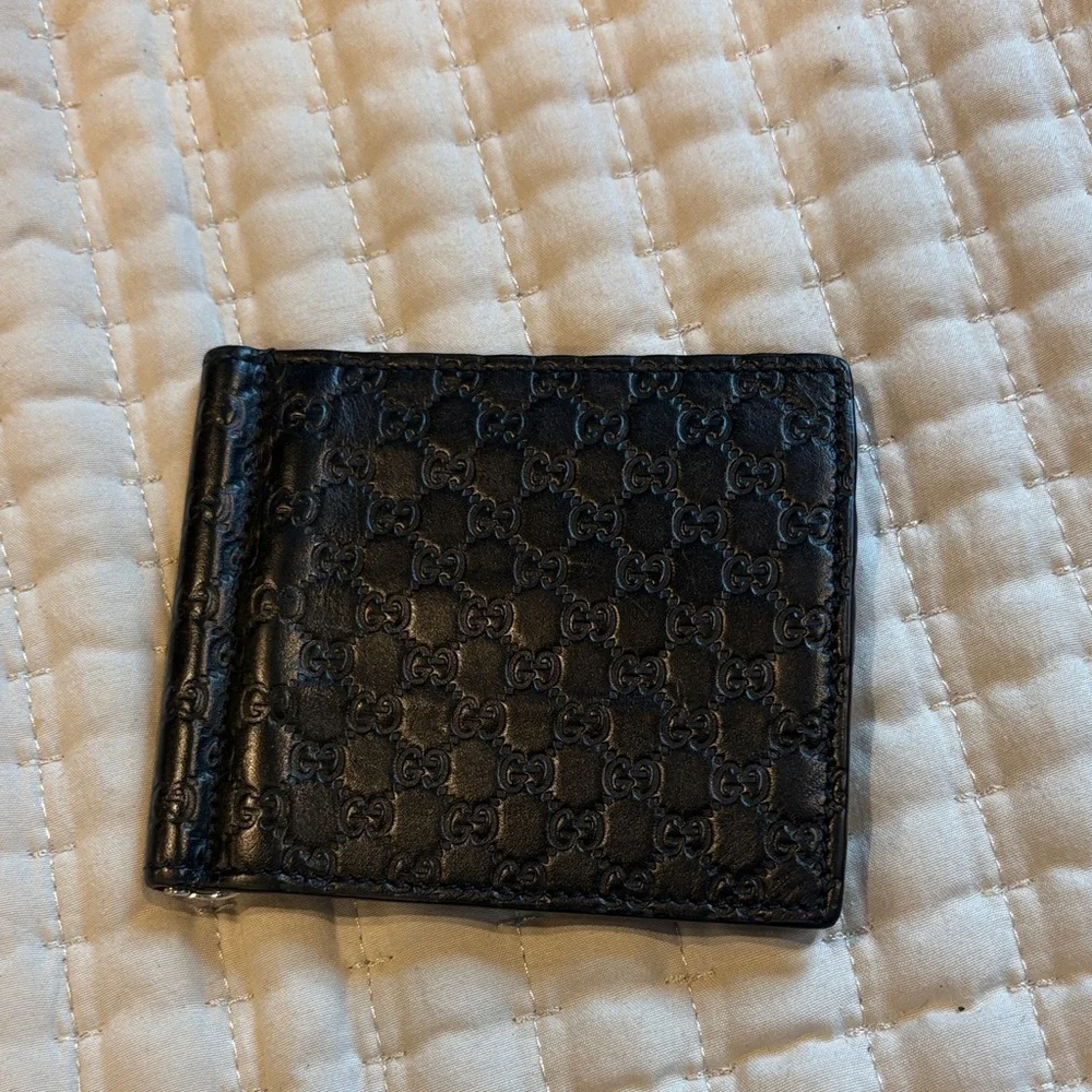 Gucci Black Embossed Leather Money Clip